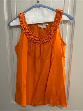 MICHAEL Michael Kors Bright Orange Braided-Neck Sleeveless Top